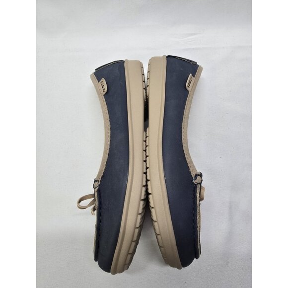 Crocs Women's Sz 6 Colorlite Ballet Moccasin Flats Boat Shoes Navy/Tumbleweed - Picture 8 of 11